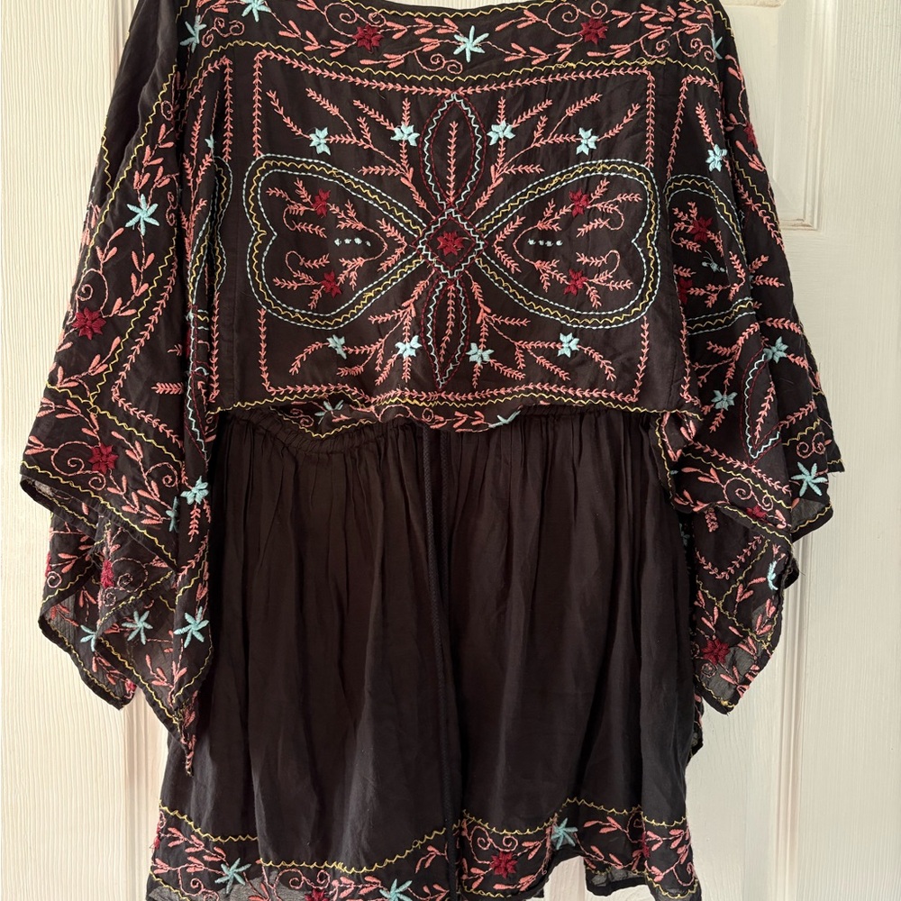 Free People Black Embroidered Frida Mini Dress